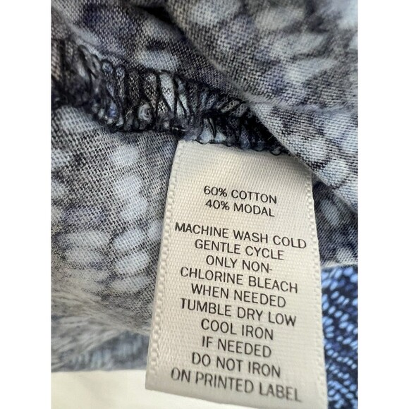 Loft Ann Taylor Knit Tank Top Size L Blue Geometric V Neck Cotton Blend Layering - Picture 6 of 7